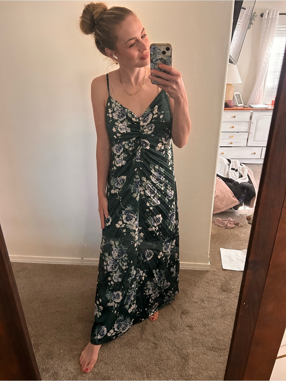 Abercrombie & Fitch Dark Green Floral Maxi Dress